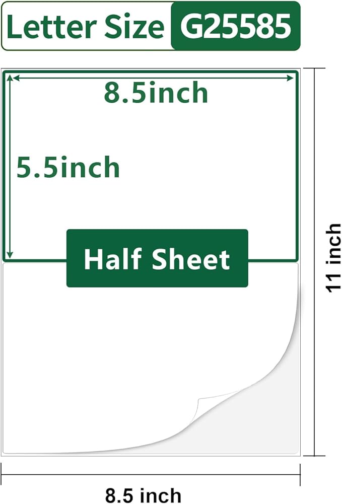 Half Sheet Shipping Labels,40 Sheets,5.5"×8.5",2 per Sheet,Mailing Label for Laser & Inkjet Printer Labels,Large Labels,Matte White Large Label Stickers,Half Page Labels,Letter Size