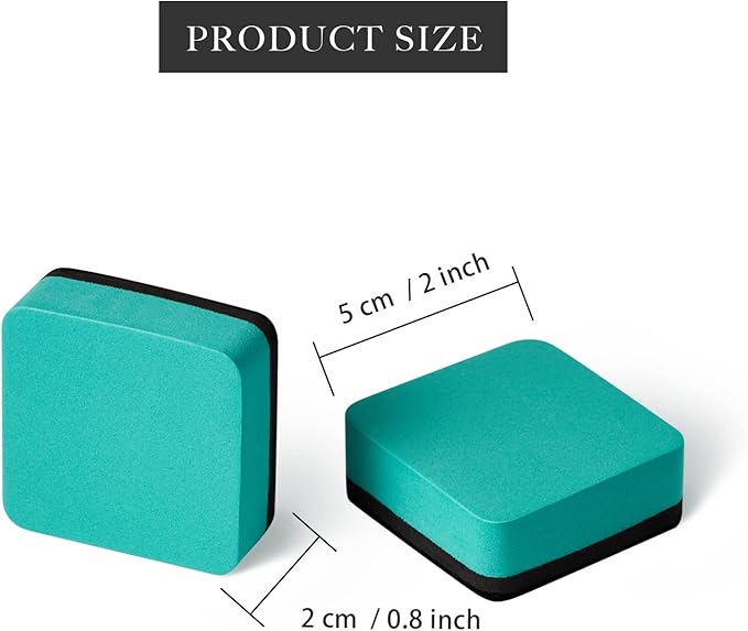 Favourde 48 Pack Magnetic Whiteboard Dry Erase Erasers Chalkboard Cleansers for Classroom, Home and Office (Green, 1.97 x 1.97 Inch)