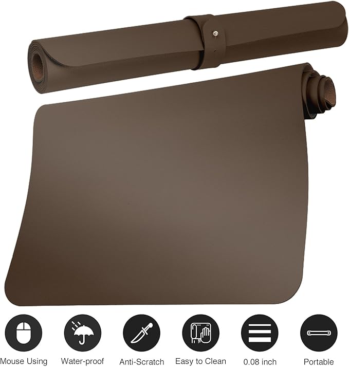 ‎Boutilon Leather Desk Pad 30" x14",Non-Slip Mouse Pad,Office Desk Mat,Waterprooft PU Leather Desk Blotter,Desk Pad Protector,Desk Writing Pad for Home Office Decor (M-Coffee)