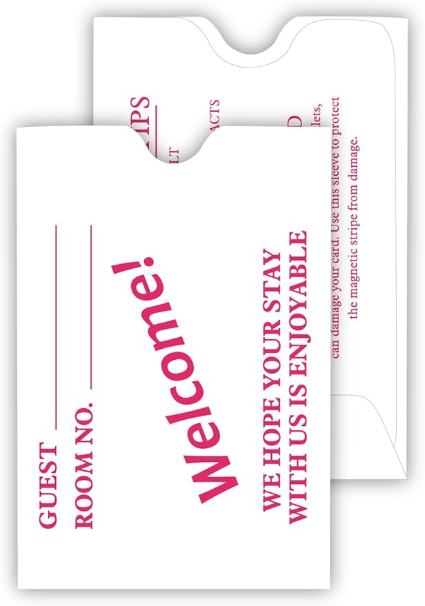 Hotel & Motel Keycard Envelope/Sleeve"Welcome", 500 per case (Red)