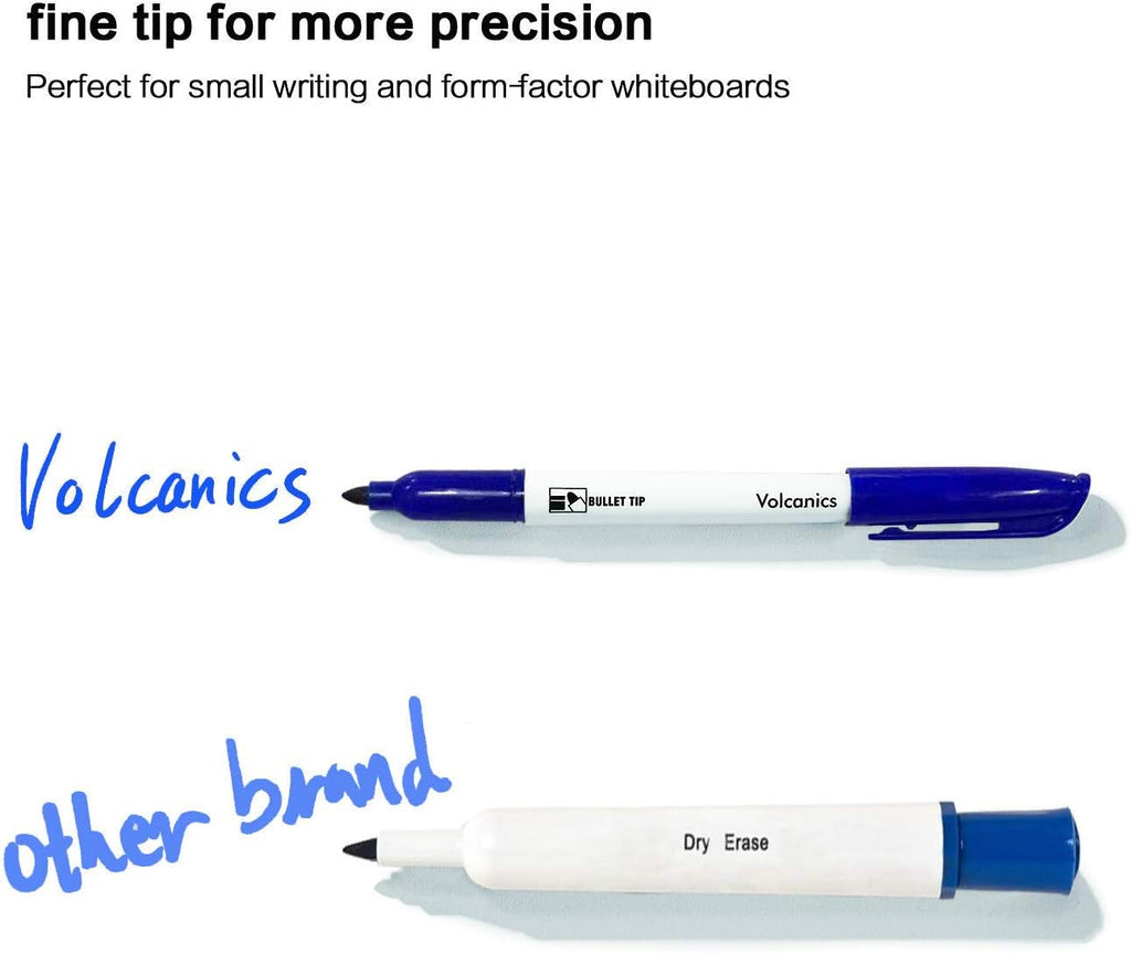 Volcanics Blue Dry Erase Markers Low Odor Fine Whiteboard Markers Thin Box of 12