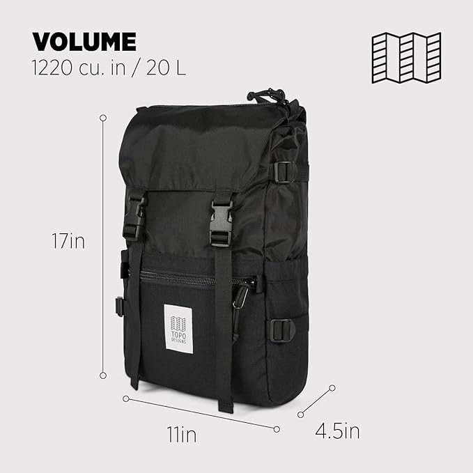 Topo Designs Rover Pack Classic, Black/Black, One Size