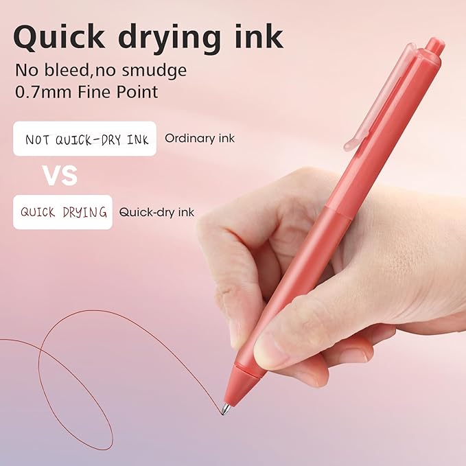 WRITECH Retractable Gel Ink Pens: Fine Point 0.7mm Assorted Color Soft Grip 8ct No Bleed & Smear Extra Smooth Writing Bullet Tip Colored Pen Set for Journaling Coloring