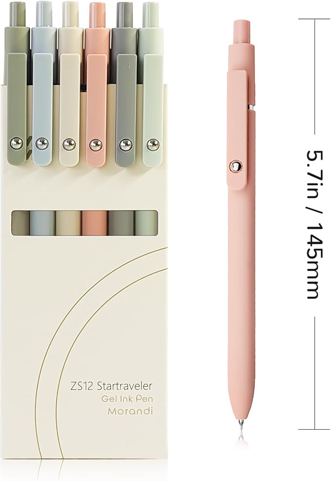 Gel Pens, 6 Pcs 0.5mm Fine Point Smooth Writing Pens Japanese Cute Pens, High-End Series Black Ink Pens for Journaling Note Taking, School Office Supplies for Women Men (6 Pcs Morandi)