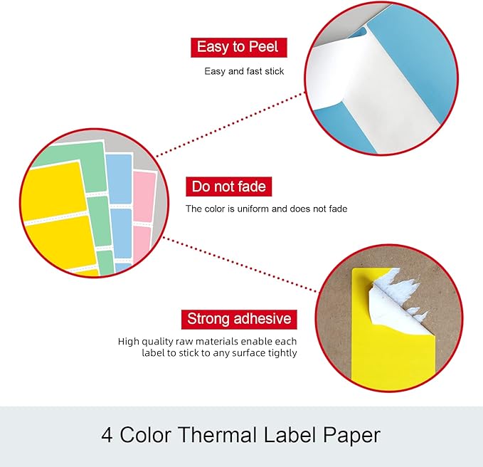 Misofuki 2.25x1.25 1000 Labels Rectangular White Direct Thermal Stickers Labels Roll Compatible with Zebra, Rollo, MUNBYN, Self-Adhesive Direct Thermal Labels