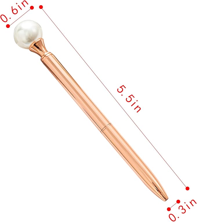 6 Pieces False Pearl Decoration Twist Metal Ballpoint Pen Ball Pen 1.0 MM Black Ink