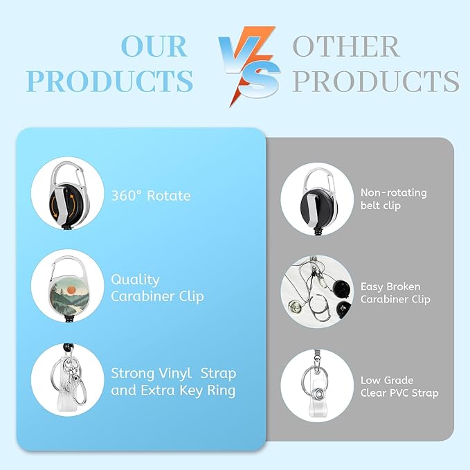 Lanyards for Id Badges, Badge Holder with Retractable Reel Clip, Sunrise Sunset Mountain Tree Work Name Tags Keychain Lanyard ID Card Protector Case for Women Teacher Nurse Doctor Office