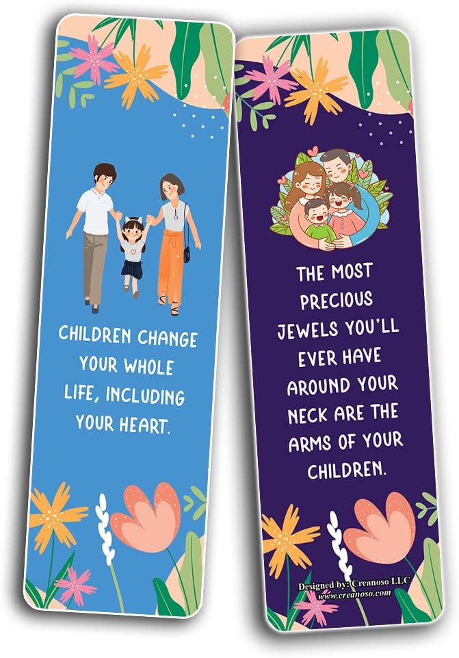 Creanoso A Happy Child Brings Joy to Our Life Quotes Bookmarks (10-Sets x 6 Cards) – Daily Inspirational Card Set – Interesting Book Page Clippers – Great Rewards for Adults and Professionals