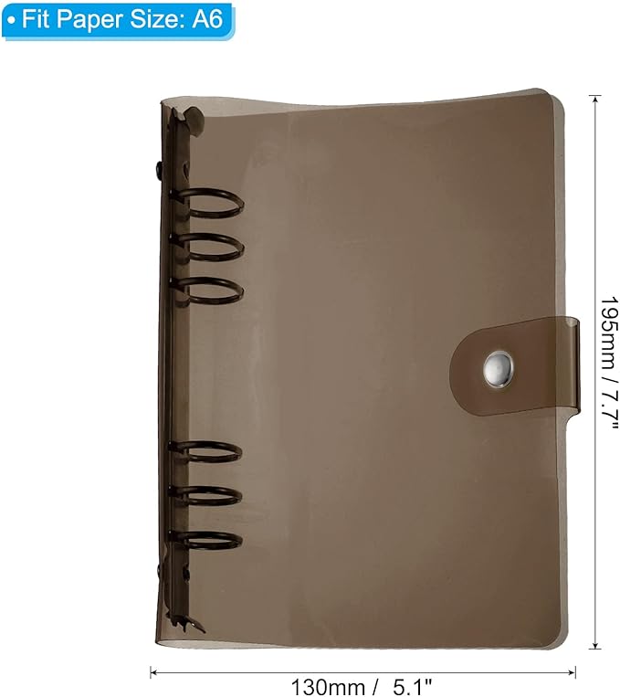 PATIKIL A6 Clear Binder Cover, Soft PVC Loose Leaf Binder Protector Refillable Notebook Shell with Snap Button Closure for DIY Meeting Notebook Folder, Black