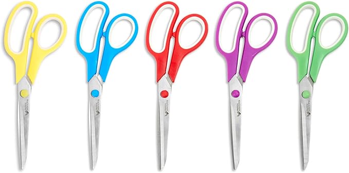 Blue Summit Supplies Multi Purpose Scissors, 8 Inch Household Shears with Comfort Grip, Sharp Scissors for Craft or Office, Assorted Colors, 30 Pack