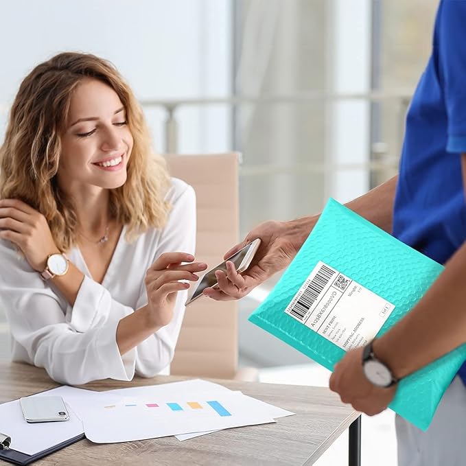 UCGOU Bubble Mailers 8.5x12 Inch Teal 25 Pack Usable Size 8.5x11 Poly Padded Envelopes #2 Medium Mailing Opaque Packaging Postal Self Seal Waterproof Boutique Shipping Bags for Clothes Makeup