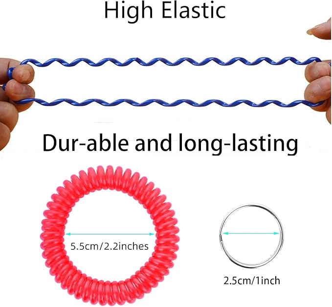 Pack of 36 Colorful Spring Spiral Wrist Coil Key Chain, Wristband Key Ring (Solid Red)