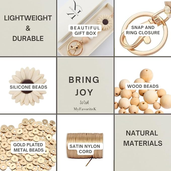 Flower Teacher Lanyards ID Badge and Key Chain, Cute Silicone Beads Lanyard for Women Nurse Work Student (Mocha)