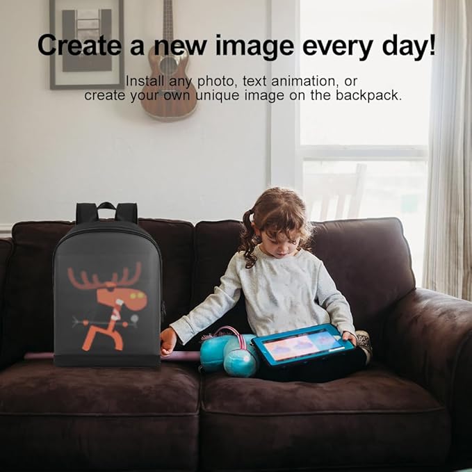 LED Color Screen Customizable photo/icon Backpack,Water-Resistant Travel Bag with USB Port and Comfortable Padding