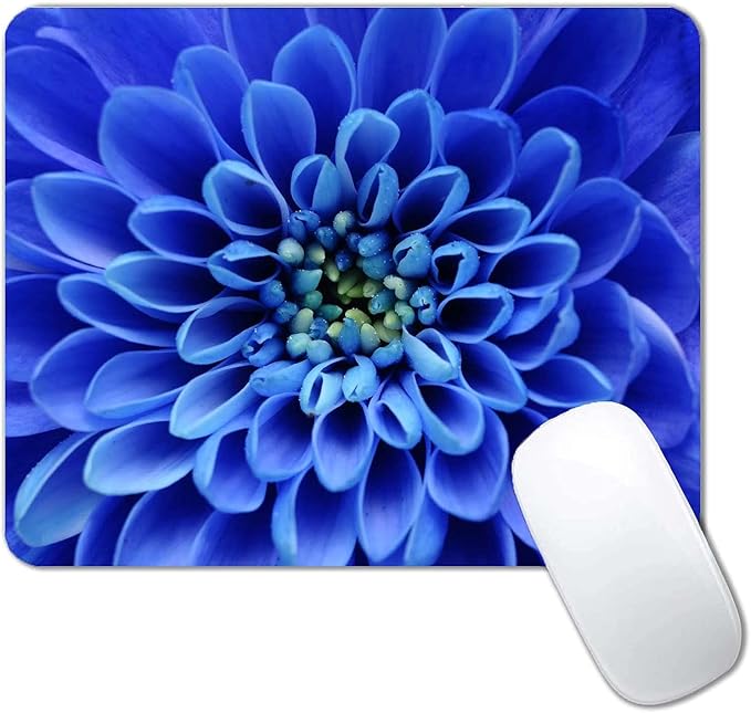 Blue Flower Mouse Pad,Cute Floral Mouse pad,Custom Small Mouse Pads with Designs,Portable Office Non-Slip Rubber Base Wireless Mouse Pad for Laptop