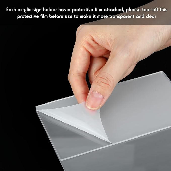 Vicenpal 5 x 7 Inch Acrylic Sign Holder Acrylic Picture Frames Plastic Picture Flyer Holder l Shaped Photo Frames Self Standing Desktop Table Signs for Office, Store, Restaurant, Horizontal(40 Pcs)