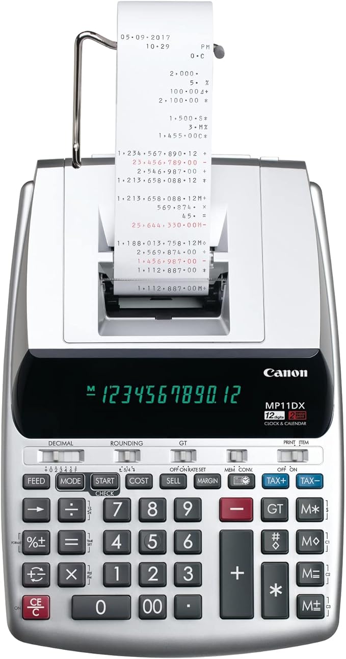 Canon Office Products 2198C001 Canon MP11DX-2 Desktop Printing Calculator with Currency Conversion, Clock and Calendar