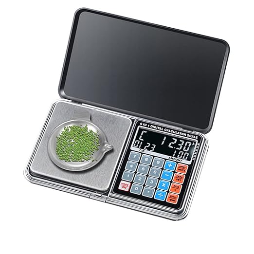 1Pcs Digital Pocket Scale 500g x0.01g Gram Scale Food Scale with Piece Counting/Price Calculator Function Built-in Clock and Thermometer