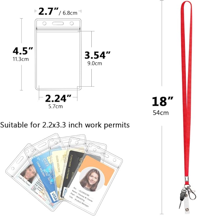 3 Pack Neck Lanyard with ID Badge Holder, Office Strap Lanyards, Stainless Metal Swivel Hook for Name Tag, Badge Holders, Keychains, Card, Red, Orange, Brown