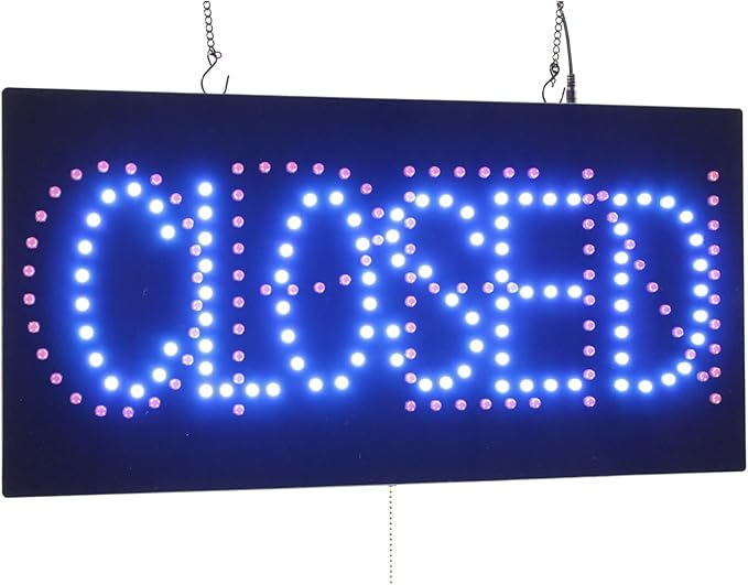 Open Closed 2 in 1 Sign, 24"x12", 60x30cm, TOPKING, Signage, LED, Bright, Open, Signboard, Display, Grand Opening, Gift