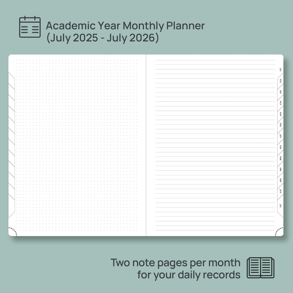 POPRUN Monthly Planner 2025-2026, 8.5'' x 11.25'', 13-Monthly Calendar (July 2025-July 2026) 15-Minute Hourly Appointment Book with Stair Tabs, Soft Cover, 100GSM Paper - Black