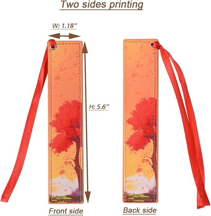 ZQZYMXQ 4Pcs Leather Cute Bookmarks for Women Girls, Aesthetic Pretty Bookmarks Four Season Tree Book Lover Gifts Teacher Gifts (Season Tree)