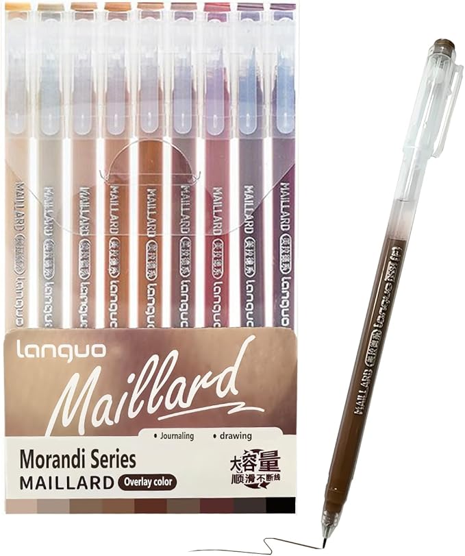 0.5mm Journal Colouring Pens, Assorted Rainbow Colors Pens Set of 9 for Adults Journal Coloring Calligraphy,Made for Everyday Writing, Journals,Drawing,Coloring Books (Murad Colors)