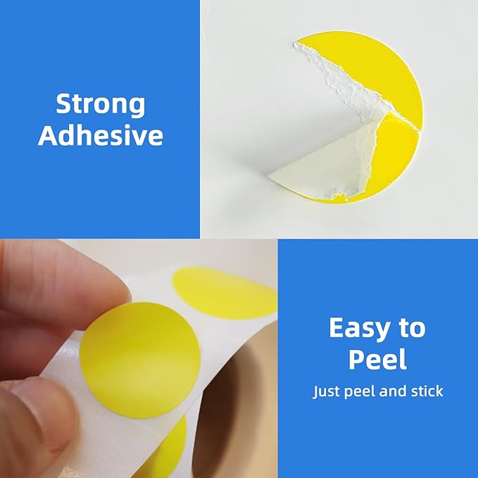 3000 PCS Printholic 3/4" Round Color Coding Circle Dot Sticker Labels 6 Color Includes Bright Yellow Green Red Pink Orange Blue(500 Labels/Roll)