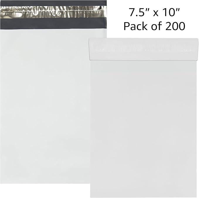 Colored Poly Mailers Pack of: (White, 7.5" x 10.5" pack of 200) Be creative with your packaging with Colored mailers