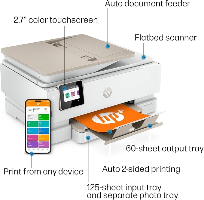 HP Envy Inspire 7255e Wireless Color Thermal Inkjet Printer, Print, scan, Copy, Easy Setup,Mobile Printing, Best-for-Home, Instant Ink (6 Months Included) (Renewed)