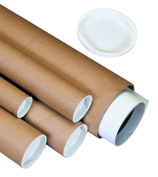BOX USA BP3025K Mailing Tubes with Caps, 3" x 25", Kraft (Pack of 24)