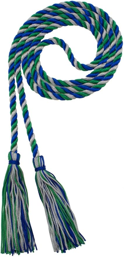 Tassel Depot Graduation Honor Cord - Royal/Kelly/Gray - Every School Color Available - Made in USA