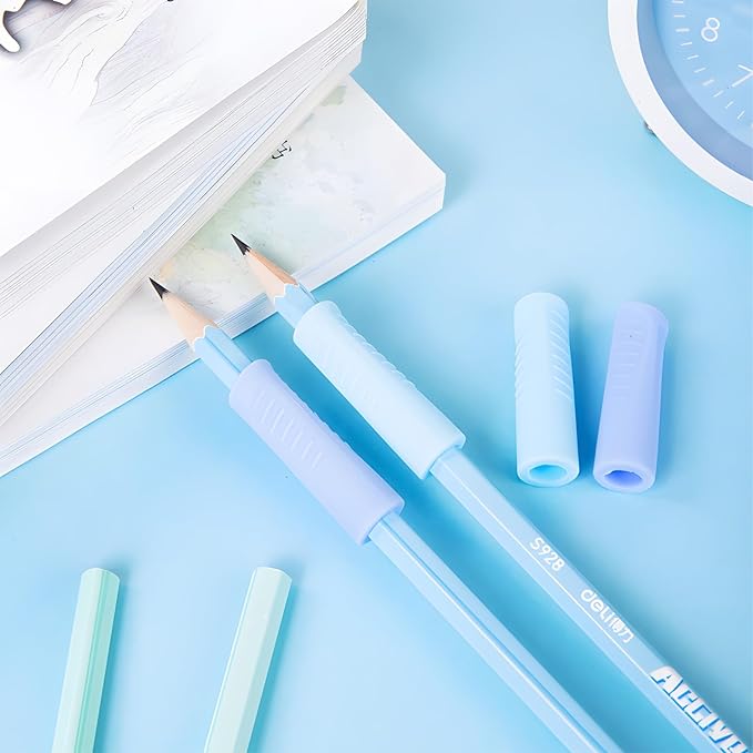 Silicone Pencil Grips with 3 Concaves 8 Pcs and Baseball-Bat 8 Pcs for Kids and Adults Handwriting, 2 Packs