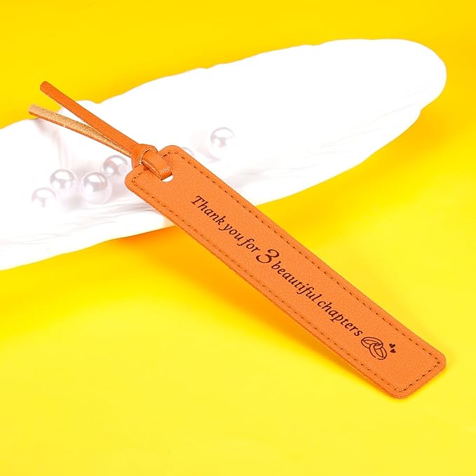 Leather Bookmark 3 Year Anniversary Wedding Gifts for Women Men Him Her 3rd Anniversary Gift for Husband Wife 3rd Anniversary Valentines Gift, Christmas Gift Ideas, Thank You for 3 Beautiful Chapters