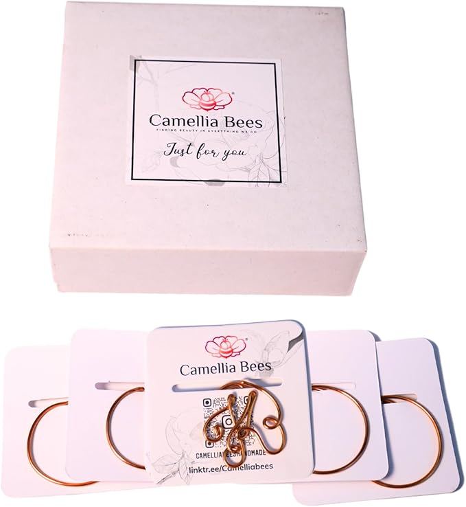 Personalized Initial Copper Bookmark, Set of 5, Handmade Copper Gift for Her, Him, Couple on Birthday, Wedding Anniversary, Alphabet Bookmark (K)