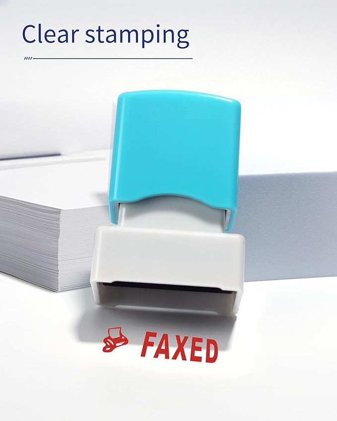 WAFJAMF Faxed Stamp–Pre-Inked Rubber Stamp Red Ink Office Stamp Message Stamp-Medium