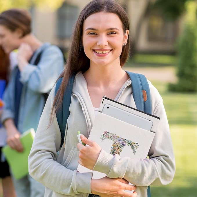 Monogrammed Book Sleeve Floral T Initial Book Pouch Book Accessories Book Lovers Gifts Waterproof Book Cover Book Protector Bookish Gifts Personalized Gifts for Women Girls Readers Bride Teacher