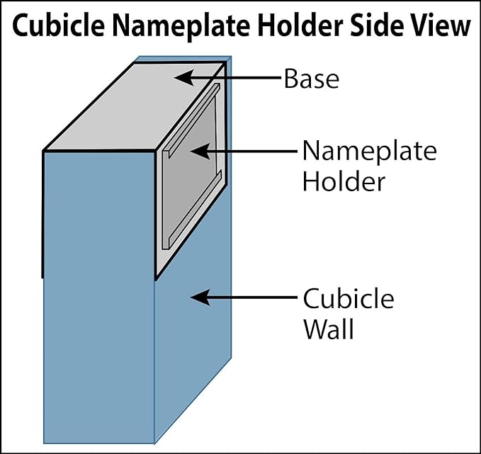 The Original Over the Cube – Quality Aluminum, Changeable Cubicle Nameplate Holder, Black Base, and Black Name Plate Holder, 8" x 2" (2.25" Cubicle Wall Depth) - Made in The USA