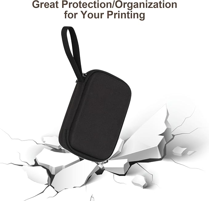 QYCHHJ Mini Printer Carrying Case for Phomemo T02/Memoking/HUIJUTCHEN Mini Sticker Printer, Portable Hard Travel Case for Label Maker, Thermal Printer Paper, Small