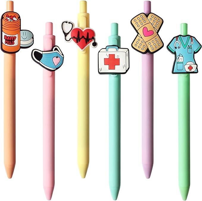 Cute Nurse Pens Funny Nurse Accessories for Work Aesthetic Gel Pen Black Ink Set for Cna Rn Medical Assistant Nursing Student Essentials Nurse Week Gifts Appreciation Gift