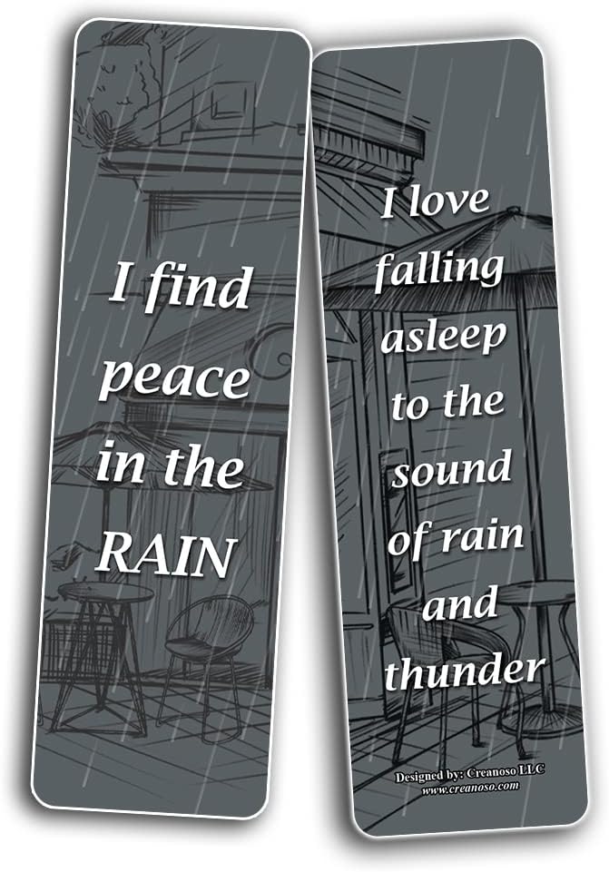Creanoso I Love The Sound of Thunder in The Rain Quotes Bookmarks (10-Sets x 6 Cards) – Daily Inspirational Card Set – Interesting Book Page Clippers – Great Rewards for Adults and Professionals