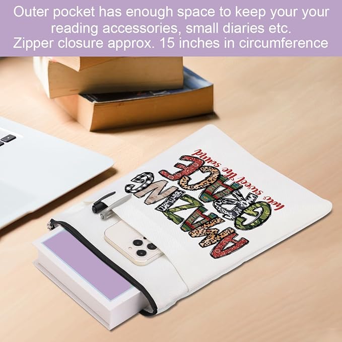 Inspirational Western Faith Christian Gifts Book Sleeve Book Cover Religious Cowgirl Accessories for Women Therapist BFF Friendship Christmas Birthday Book Lovers Gifts Book Protector with Zipper