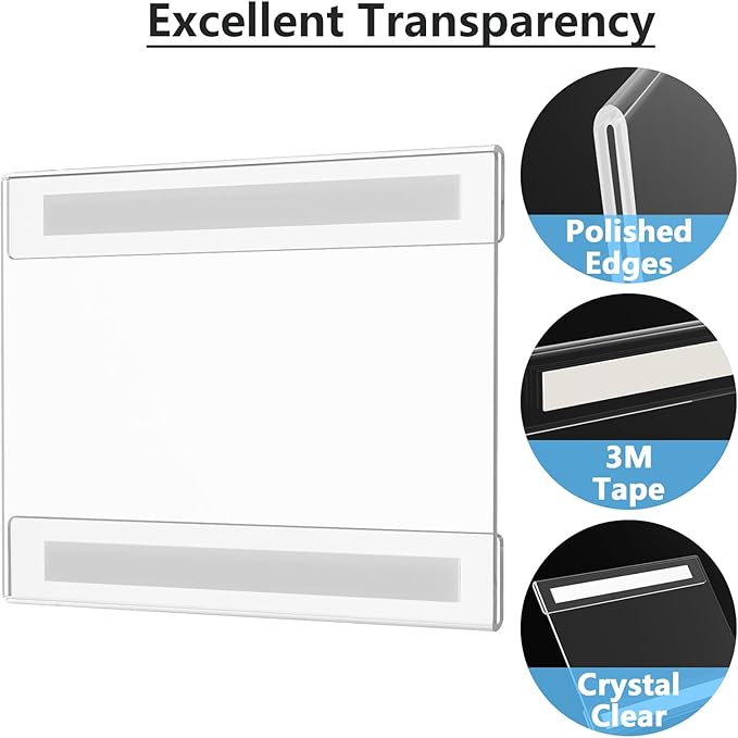 MaxGear Acrylic Sign Holder 5x7, Clear Plastic Wall Mount Sign Holder with Double-Sided Tape, Acrylic Picture Frame Flyer Paper Document Holder Acrylic Wall Frame for Home, Office, Restaurant, 6 Pack