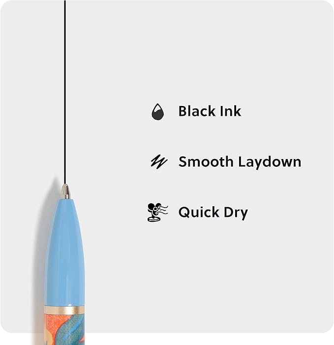 U Brands Monterey Ballpoint Pens, Set of 4, Artist Touch, Gold Details, Bold (1.0 mm) Point, Black Ink