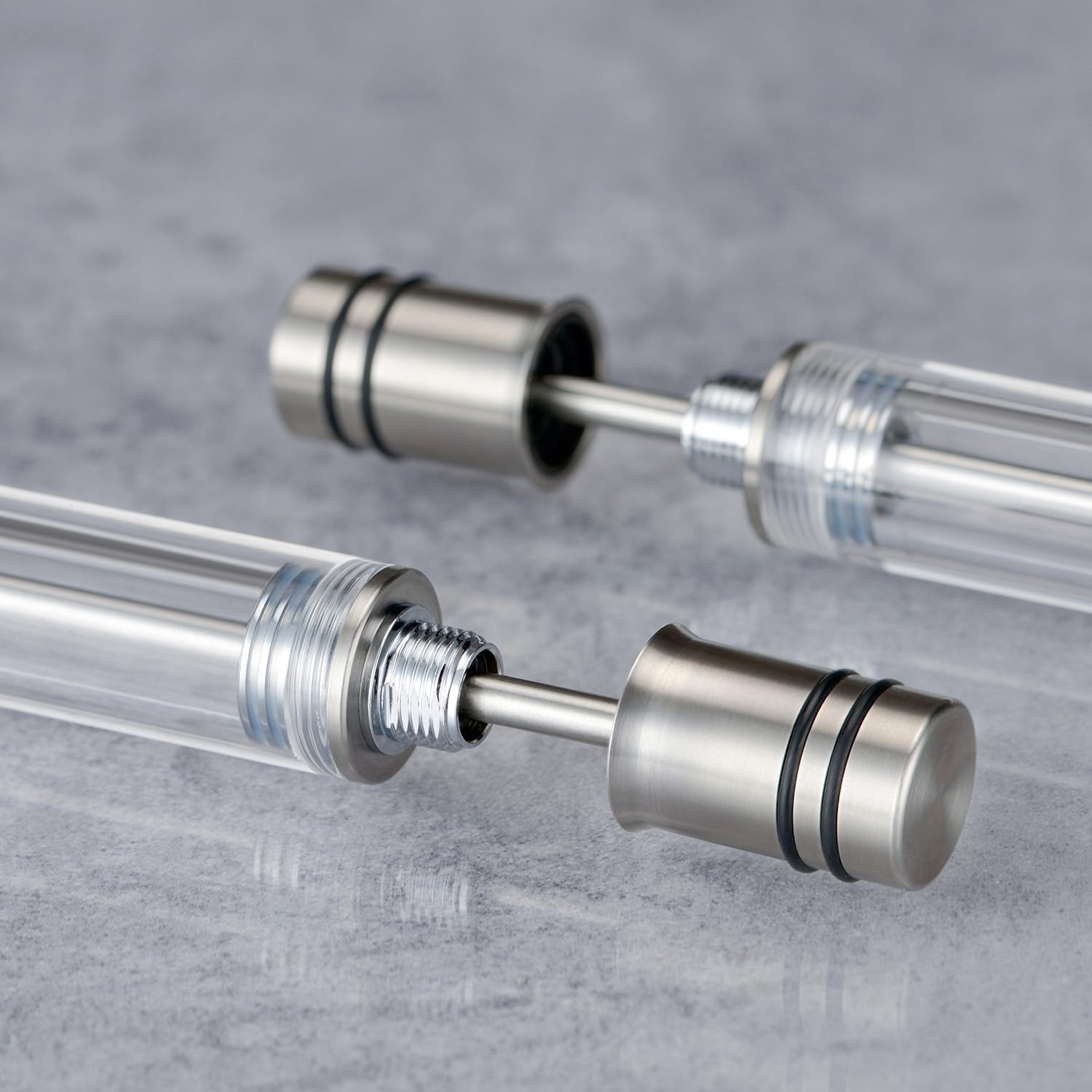 Asvine V200 Titanium Fountain Pen Vacuum Filling, Germany Bock Extra Fine Nib Clear Transparent Acrylic Smooth Writing Pen Case Set