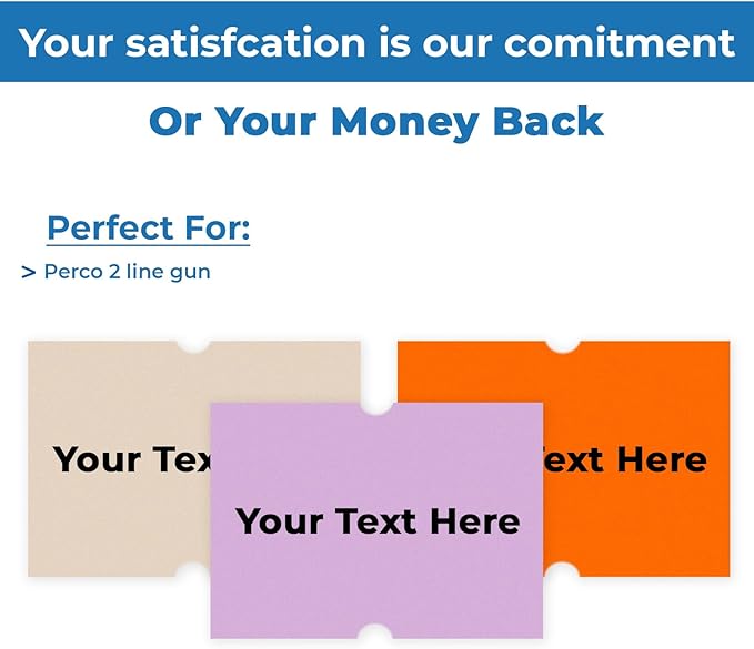 Perco Custom Labels for Perco 2 Line Adhesives Labels - Choose Color, Font and Imprint - Case of 30 Sleeves