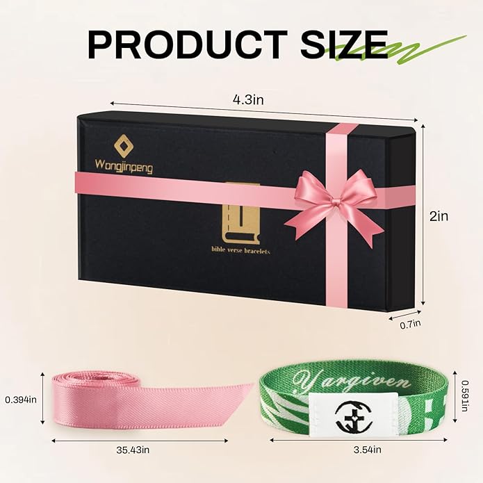 2 Pcs Bible Verse Bracelets，Daily Bible Verse Bracelet，Prayer Hope Bible Bracelets, Christian Gifts for Women , Graduation Gift，Inspirational Religious Gifts, Comes With A 35-inch Ribbon Bow