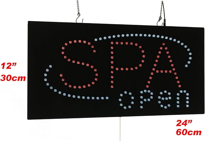 SPA open Sign, 24"x12", 60x30cm, TOPKING, Signage, LED, Bright, Open, Signboard, Display, Grand Opening, Gift