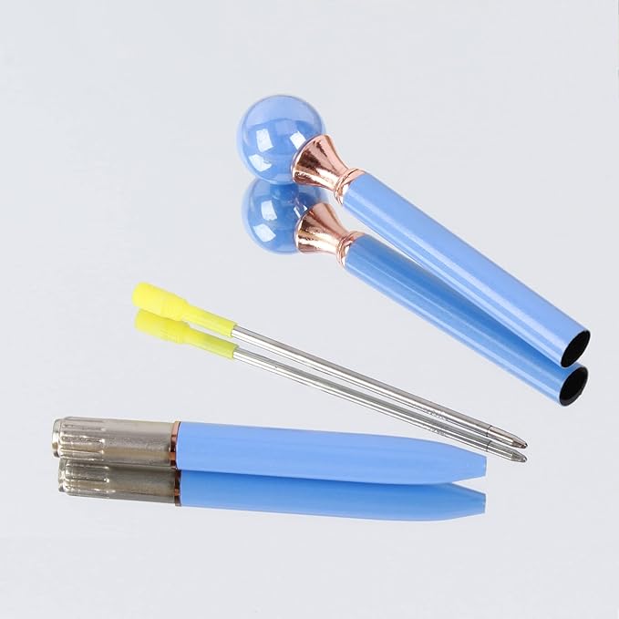 6 Pieces False Pearl Decoration Twist Metal Ballpoint Pen Ball Pen 1.0 MM Black Ink