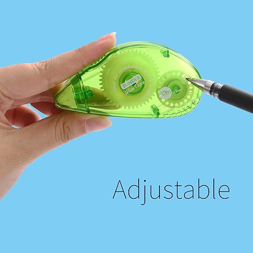 Glue Runner Permanent, Double Sided Adhesive Scrapbook Runner Tape Roller, 0.3-inch by 360-Inch, Permanent Adhesive Dots Roller Applicator, 12 Pack - Green